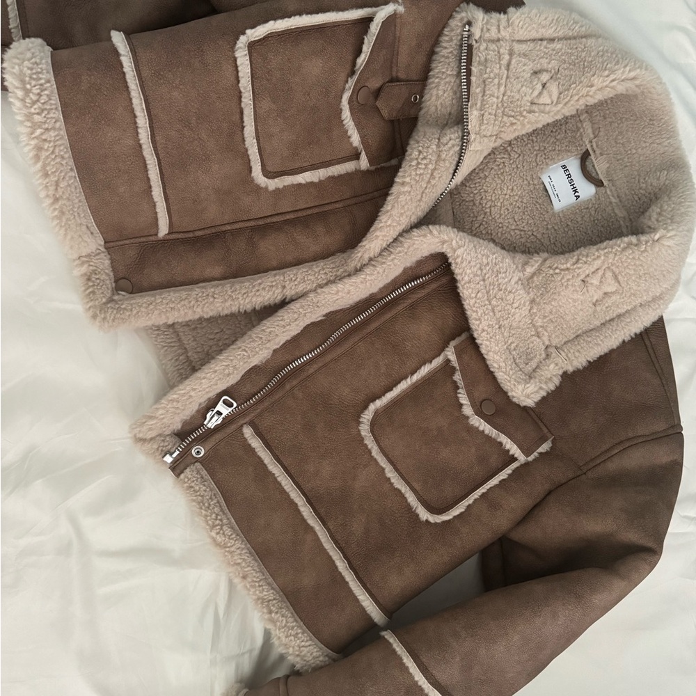 BERSHKA Brown Shearling Jacket